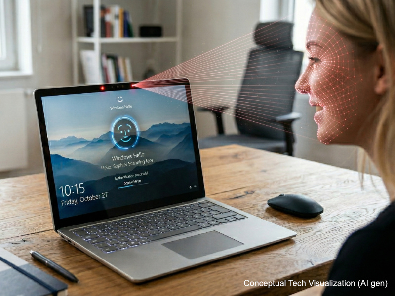 Windows Hello Face Scanning - Conceptual Tech Visualization